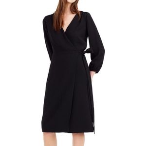 J.crew Black Wrap In 365 Crepe Cocktail Dress
